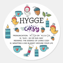 Sticker Rond Hygge Personnalisé Signifiant Pronononciation Dood