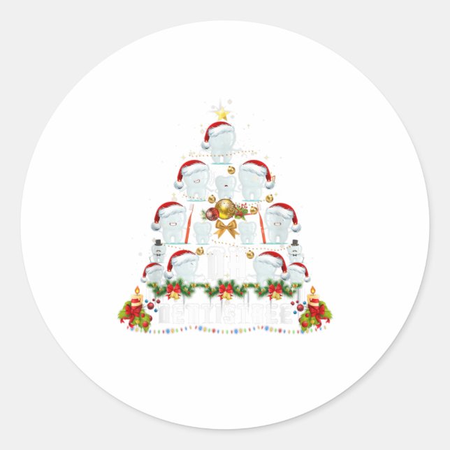 Sticker Rond Hygiène dentaire Oh Dentistree Tooth Xmas (Devant)