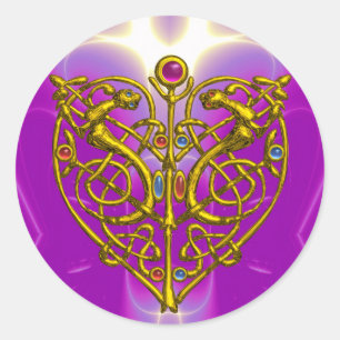 Sticker Rond HYPER VALENTINE rose Fuchsia pourpre