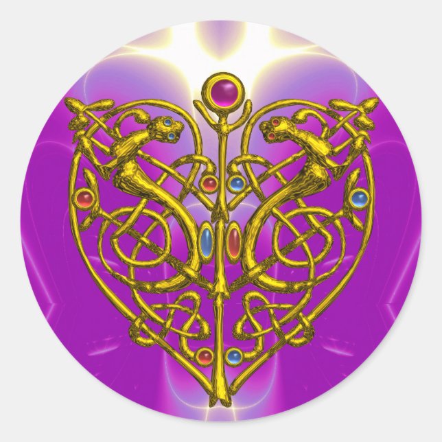 Sticker Rond HYPER VALENTINE rose Fuchsia pourpre (Devant)