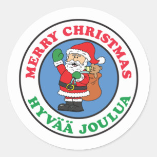 Sticker Rond Hyvaa Joulua Finlande Père Noël de Noël
