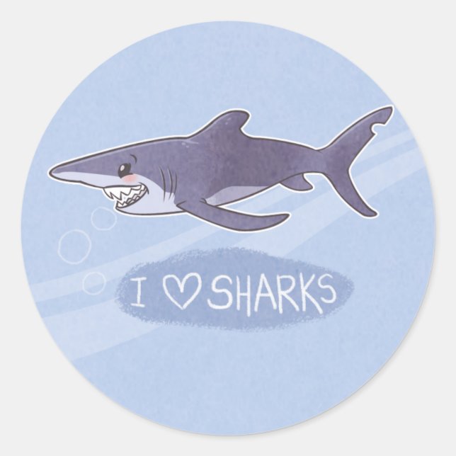Sticker Rond I <3 requins : Requin bleu (Devant)