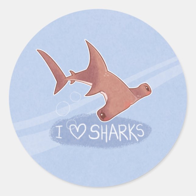 Sticker Rond I <3 requins : Tête de marteau (Devant)