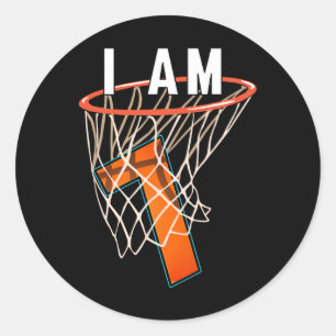 Sticker Rond I Am 7 Bysketbyll Theme 7e Anniversaire Celeber