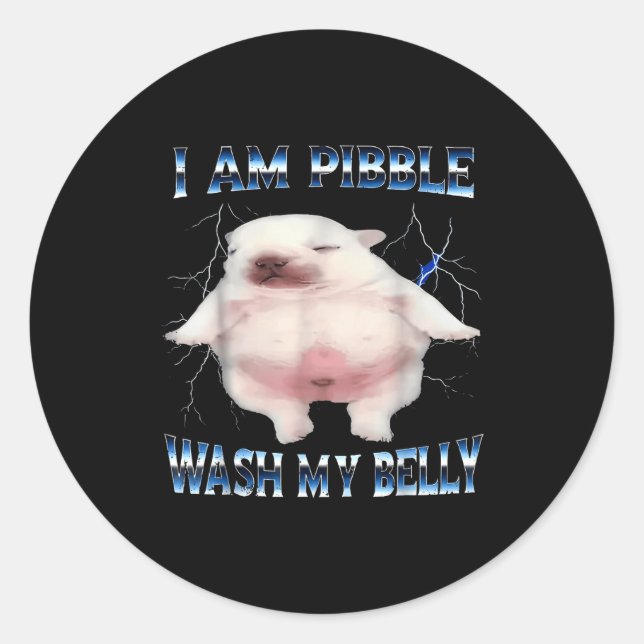 Sticker Rond I Am Bble Wash My Belly Bble Meme Funny Dog Brainr (Devant)