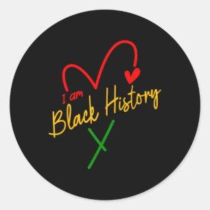 Sticker Rond I Am Black History - African Civil Rights - Junete