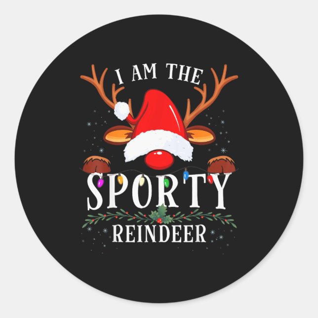 Sticker Rond I Am The Srty Reindeer Christmas Family  (Devant)