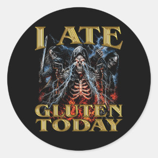 Sticker Rond I Ate Gluten Today Horror Bootleg Cool Hard