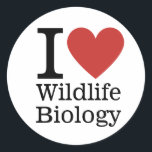 Sticker Rond I ❤️ Biologie de la faune pour les étudiants / Fac<br><div class="desc">Célébrez votre amour pour la nature avec I ❤️ Wildlife Biology for Students/Faculty CUSTOM Classic Round Sticker ! Que vous soyez un étudiant passionné ou un membre du corps professoral dévoué, cet autocollant personnalisable est le moyen idéal de montrer votre admiration pour la faune et le monde naturel. Ajoutez-le à...</div>