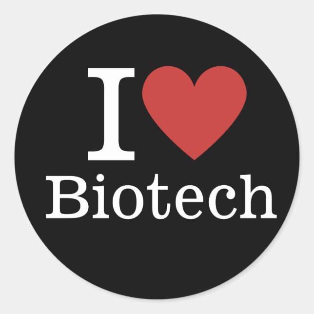 Sticker Rond I ❤️ Biotech pour étudiants/Faculté PERSONNALISÉ (Devant)