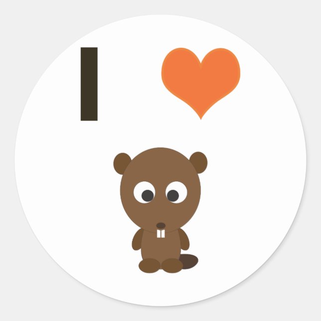Sticker Rond I coeur (amour) Castors (Devant)