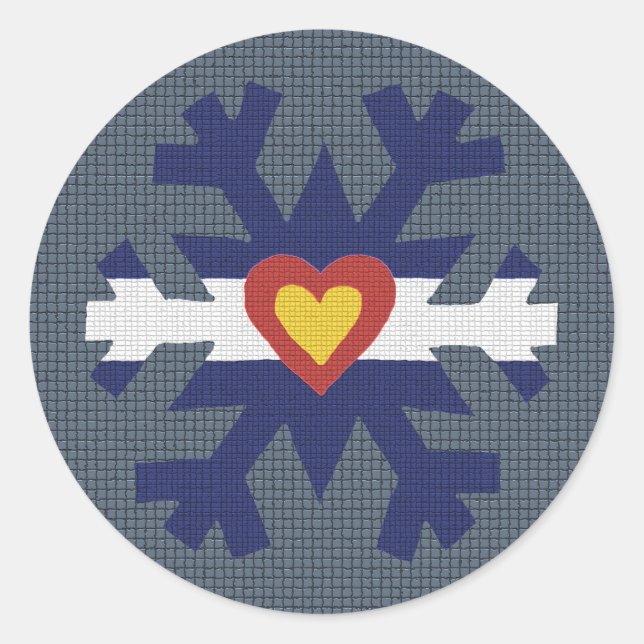 Sticker Rond I Coeur Colorado Drapeau Flocon de neige (Devant)