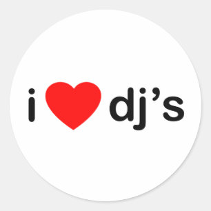 Sticker Rond I coeur DJs