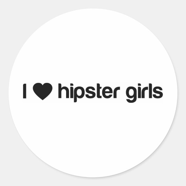 Sticker Rond I (coeur) hipster filles (Devant)