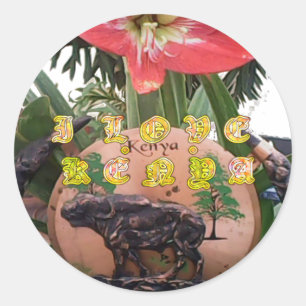 Sticker Rond I (Coeur) Kenya Buffalo Patch/Print