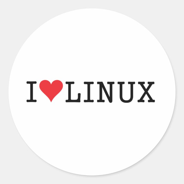 Sticker Rond I coeur Linux 2 (Devant)