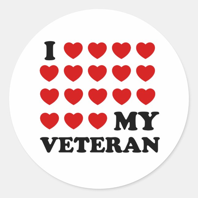 Sticker Rond I (coeur) mon vétéran (Devant)