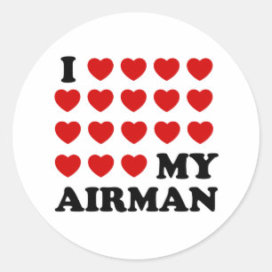 Sticker Rond I (coeurs) mon aviateur