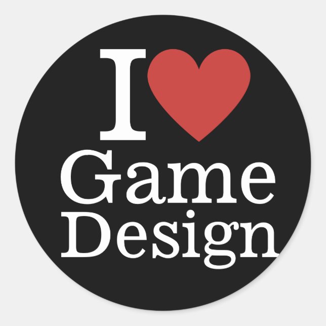 Sticker Rond I ❤️ Conception de Jeu pour étudiants/Faculté PERS (Devant)