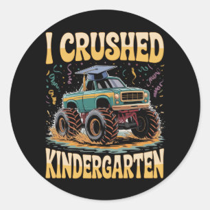 Sticker Rond I Crushed Kindergarten Monster Truck Graduation