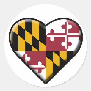 Sticker Rond I décalque du Maryland de coeur (placez de 6)