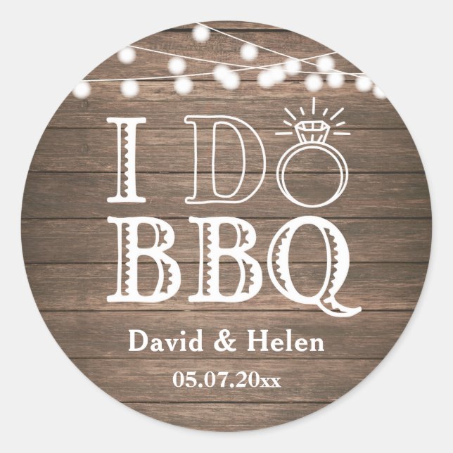 Sticker Rond I DO BBBQ Rustic Mariage Engagment Barbecue (Devant)