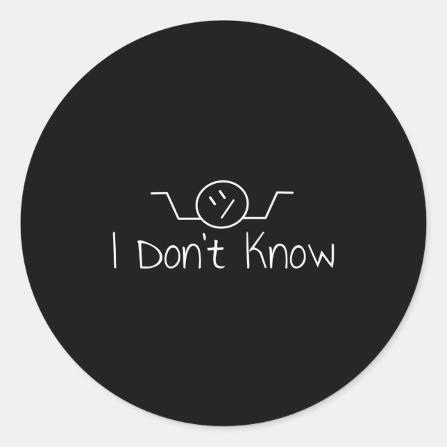Sticker Rond I Don't Know Hand Drawn Shrug Funny Men Women Long (Devant)