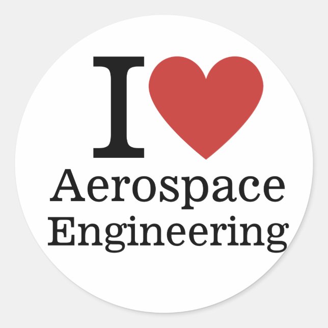Sticker Rond I ❤️ Génie aérospatial pour étudiants/professeurs (Devant)