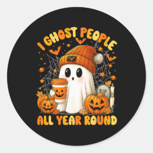 Sticker Rond I Ghost People Toute L'Année Halloween Ghost Coff