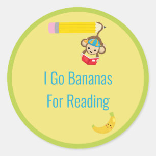 Sticker Rond I Go Bananas pour lire le singe pendu