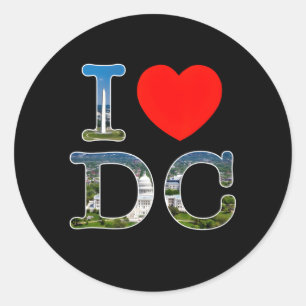 Sticker Rond I He Love Washington Wa Dc Police
