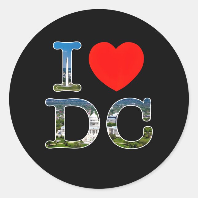 Sticker Rond I He Love Washington Wa Dc Police (Devant)