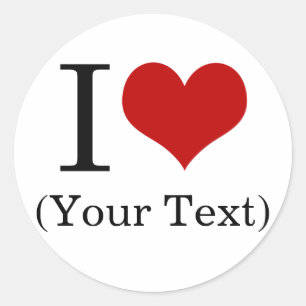 Sticker Rond I Heart (Ajouter Votre Propre Texte Personnalisé)