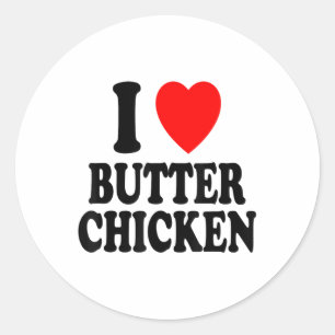 Sticker Rond I Heart (amour) Beurre poulet Alimentation indienn