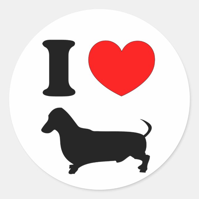 Sticker Rond I Heart Dachshund (Devant)