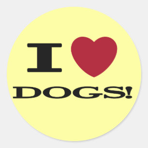 Sticker Rond I Heart Dogs Tshirts et cadeaux