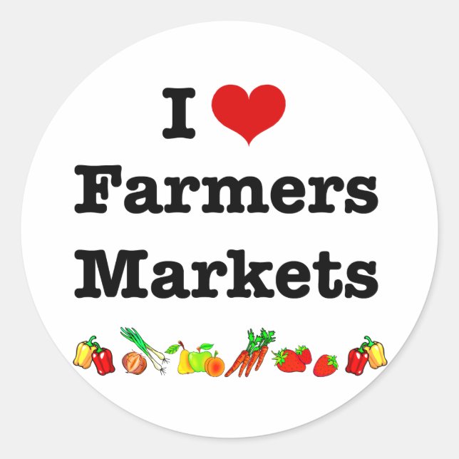 Sticker Rond I Heart Farmers Marchés (Devant)
