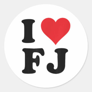 Sticker Rond I Heart Fj Initiales I Love F.j. Premier Et Dernie