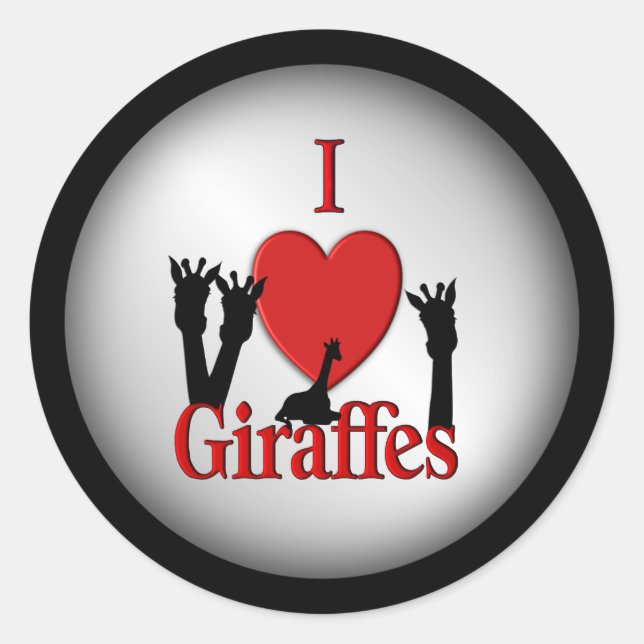Sticker Rond I Heart Giraffes Argent (Devant)