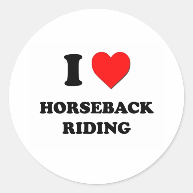 Sticker Rond I Heart Horseback équitation (Devant)