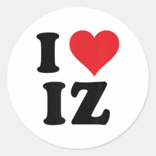 Sticker Rond I Heart Iz Initiales I Love I.z. Premier Et Dernie