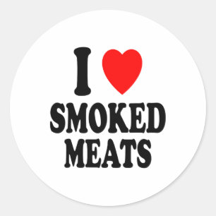 Sticker Rond I Heart (love) Charcuterie Fumée Bbq En Plein Air