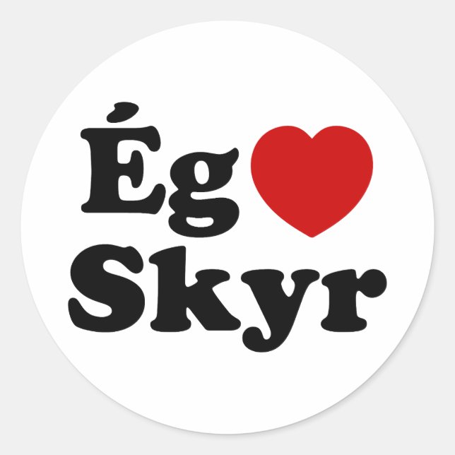 Sticker Rond I Heart (Love) Skyr [Ég Elska Skyr] Islandais (Devant)