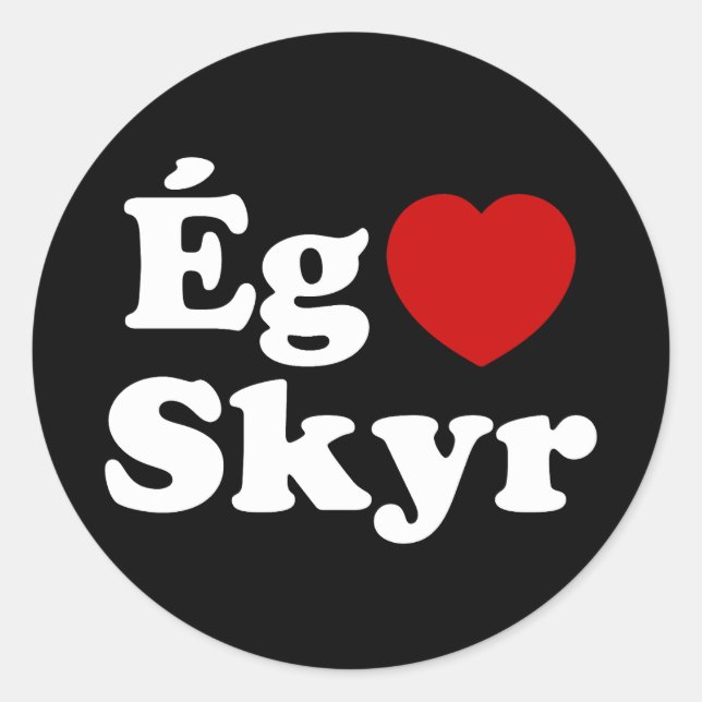 Sticker Rond I Heart (Love) Skyr [Ég Elska Skyr] Islandais (Devant)