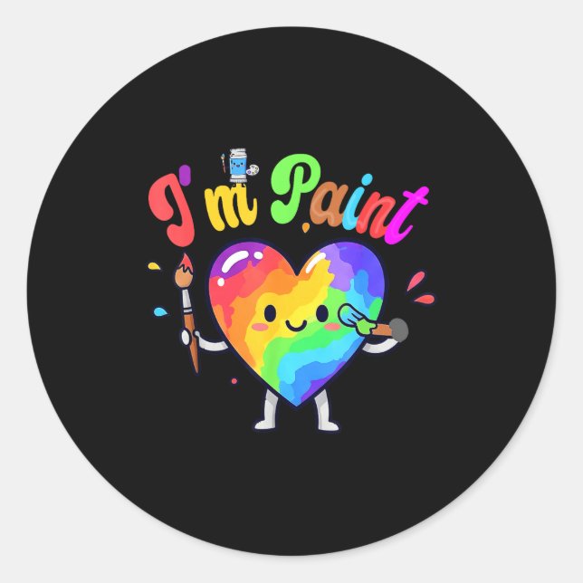 Sticker Rond I Heart Love To Finger I'm Paint Cute Couple Valen (Devant)
