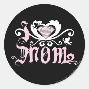 Sticker Rond I Heart Maman Rose