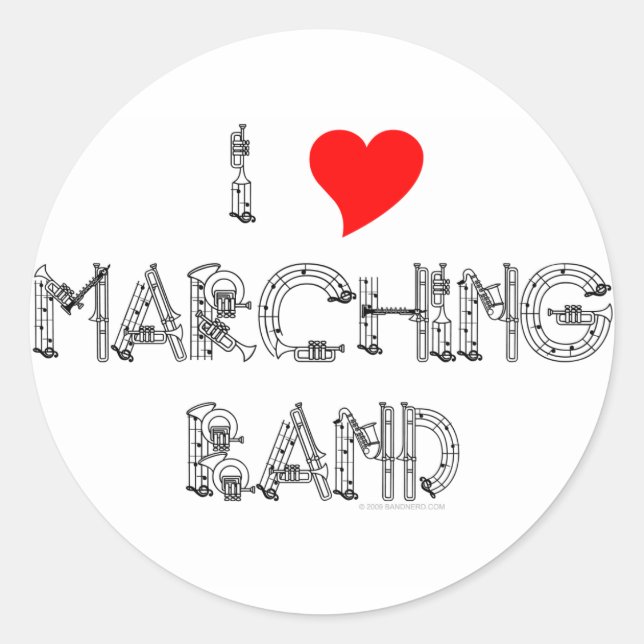 Sticker Rond I Heart Marching Band (Devant)