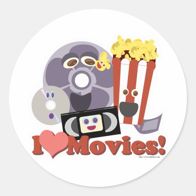 Sticker Rond I Heart Movies ! (Devant)