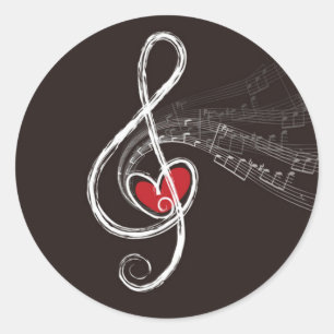 Sticker Rond I HEART MUSIQUE Trek Clef Black Custom