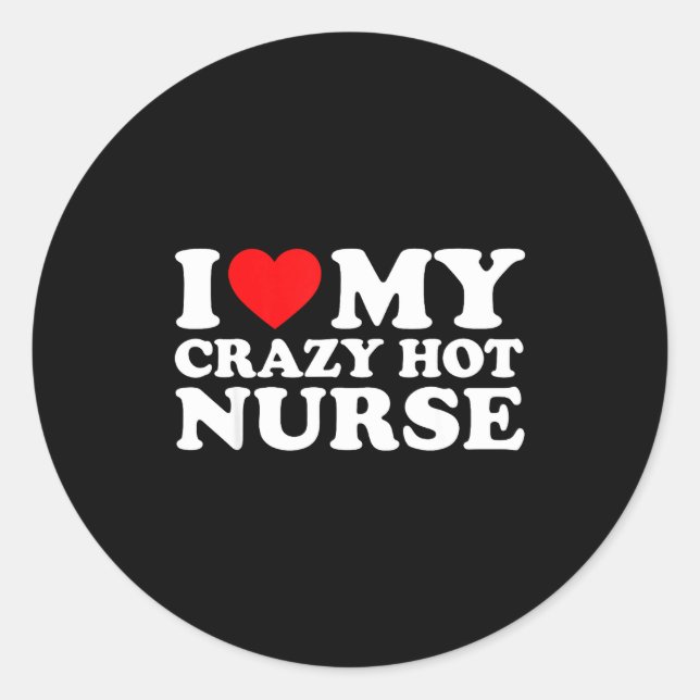 Sticker Rond I Heart My Nurse Husband Wife Funny Matching Coupl (Devant)